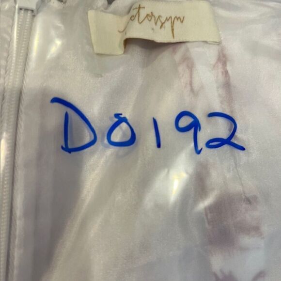 Petersyn Lilah Dress in Perth Long Puff Sleeve Zip Back Mini Red White Size XS - Picture 15 of 15